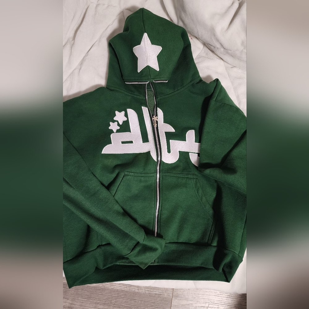 Green Hoodie with White Star Design